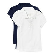 The Children's Place Girls Uniform Short Sleeve Ruffle Polo, 4-Pack, Sizes XS-XXL